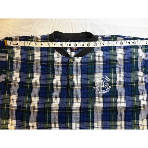 Vintage 90s Eskimo Joe’s Stillwater Womens XL Plaid Flannel Nightshirt Blue - Picture 6 of 11